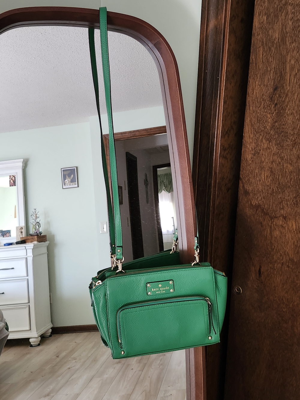 kate spade Emerald Green Pebbled Leather Crossbody Bag